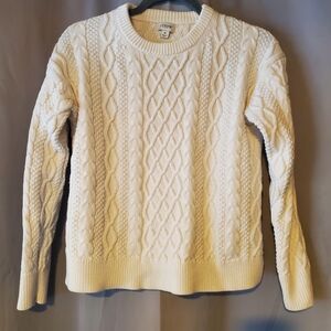 J. Crew Cream Cable Knit Crewneck Sweater